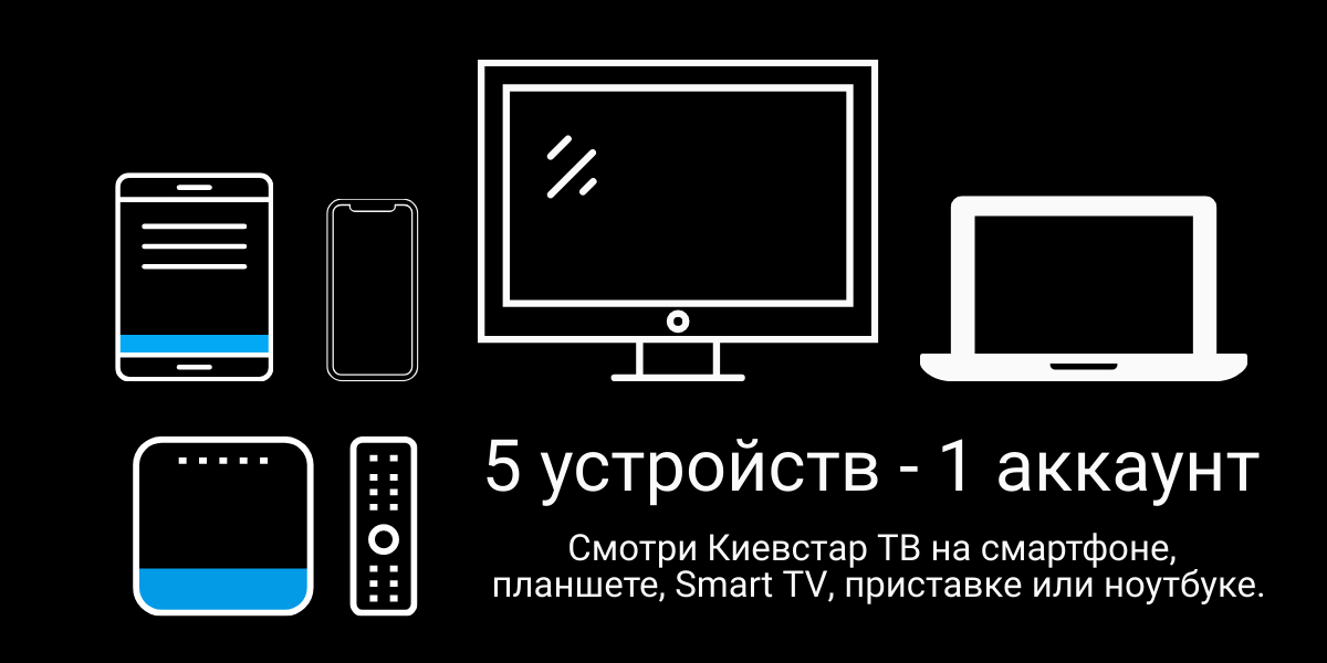 Киевстар ТВ – это 5 устройств на 1 аккаунт